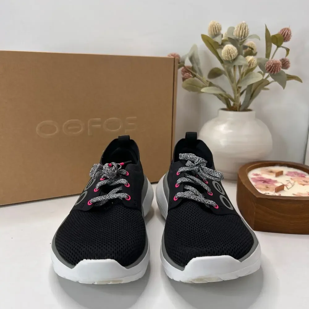 OOFOS OOmy Stride Recovery Sneakers White/Black Style 5077 Women's 5 Athleisure